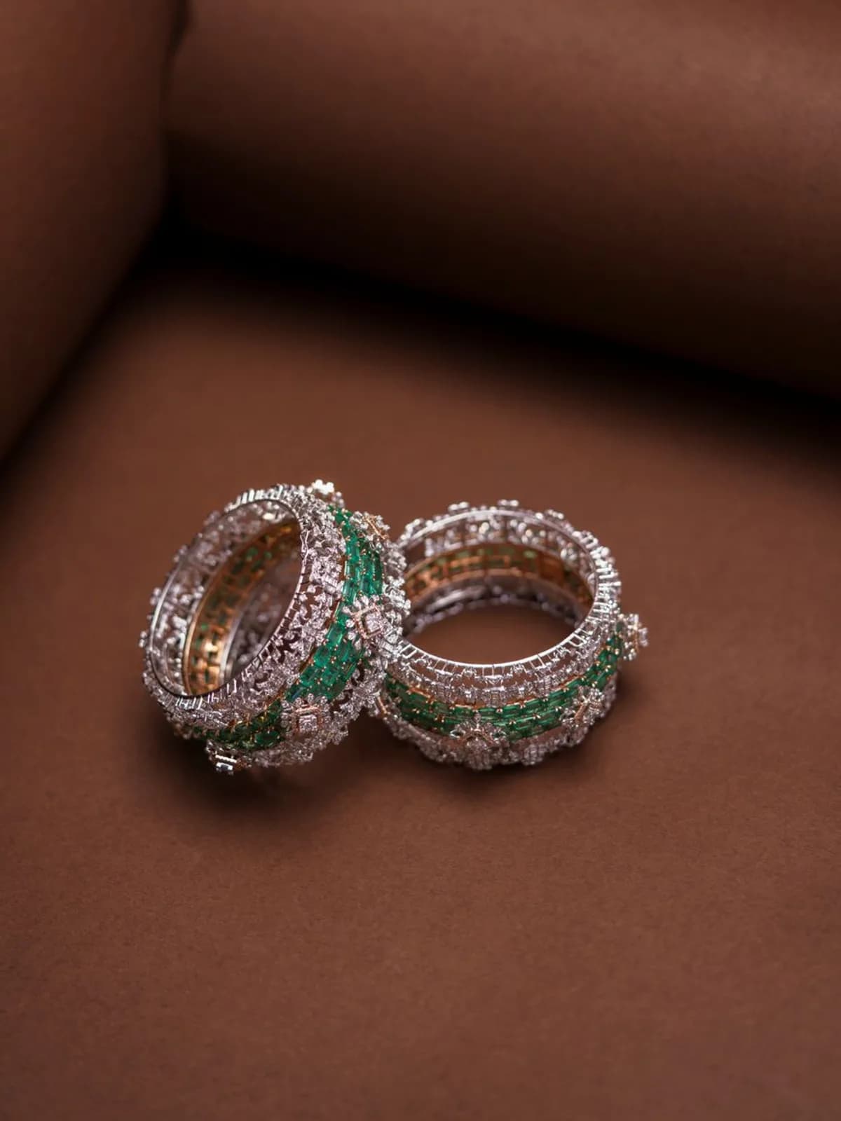 Pachai Kundan Bangle Pair